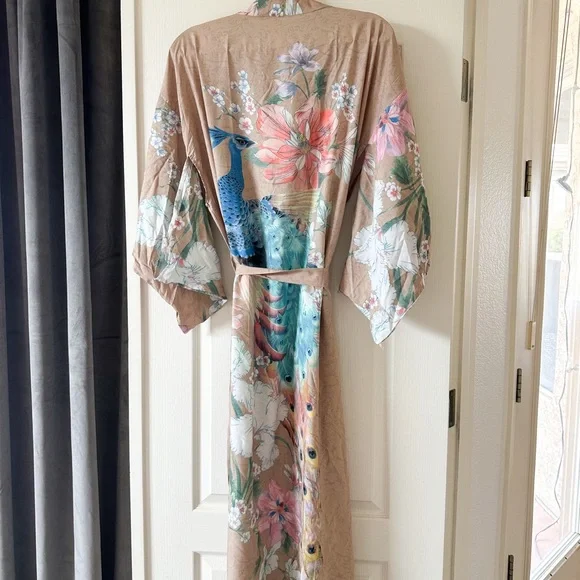 Boho peacock 🦚 kimono NWT multi color large - Picture 9 of 12